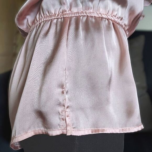 Vtg baby pink faux wrap ruffle trim romper - Picture 7 of 16